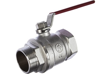 Шаровой кран Giacomini R254DL 1 1/2", внутренняя/наружная, ручка-рычаг красный, хромированный R254LX007