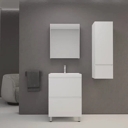 Тумба с раковиной Style Line Манхэттен 60 см напольная, белый матовый
