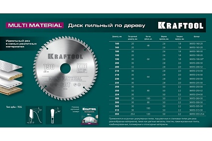 Диск пильный по алюминию Multi material 250x32 мм, 80Т Kraftool 36953-250-32