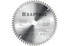 Диск пильный по алюминию Kraftool Multi material 190x20 мм, 60Т 36953-190-20
