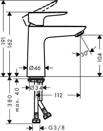 Смеситель для раковины Hansgrohe Talis E 71712000 без донного клапана