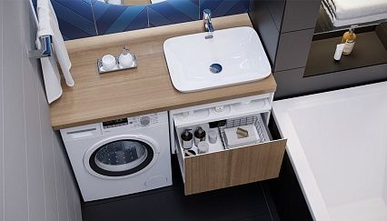 Тумба с раковиной Velvex Klaufs 120 см подвесная, 2 ящика