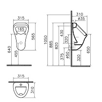 Писсуар VitrA Arkitekt 6202B003-0198 подвод воды сверху