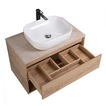 Мебель для ванной BelBagno Kraft 100 см со столешницей, 1 ящик, полка Rovere Nebrasca Nature