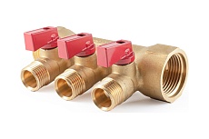 Коллектор с шаровыми кранами PROFACTOR в/н 1&quot; х 3 вых 1/2&quot;нар PF MV 265.3
