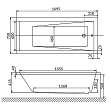 Акриловая ванна Excellent Wave WAEX.WAV170.75WH 170x75