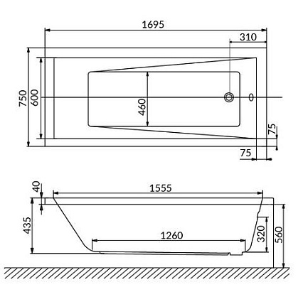 Акриловая ванна Excellent Wave WAEX.WAV170.75WH 170x75