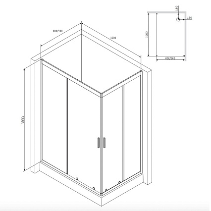 Душевой уголок Am.Pm Gem W90G-404-120290-MT 120x90 прозрачный, хром матовый