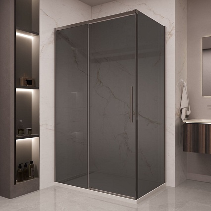 Душевой уголок Vincea Stella VSR-1ST9012CGGM 120x90 вороненая сталь, тонированное