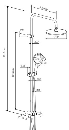 Душевая стойка Damixa Jupiter 977000300 без смесителя, черный