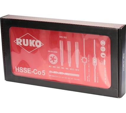 Резьбонарезной набор RUKO M3-M12 HSSE 44пр. 245030E