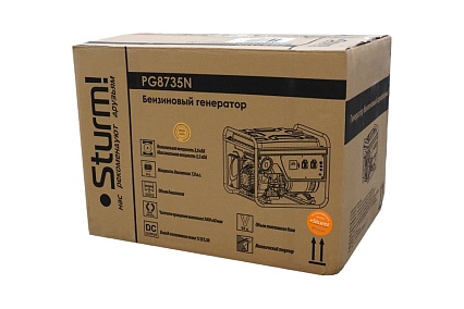 Бензогенератор Sturm 3500 ВА, AVR (Авто. Рег.Напр.), ручн старт, 42 кг, бак 15л PG8735N