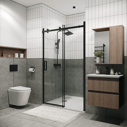 Душевая дверь Grossman Classic 100x195 прозрачное, черный матовый 100.K33.04.100.21.00
