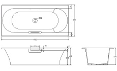 Чугунная ванна Jacob Delafon Volute 170x80см E6D901-0, с антискользящим покрытием