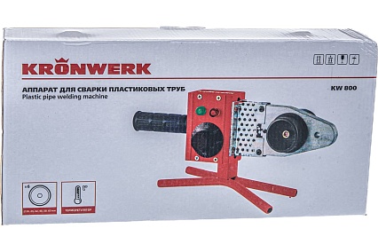 Аппарат для сварки пласт труб Kronwerk КW800 800 Вт, 300 C, насадки 20-25-32-40-50-63 мм, меткейс 94214