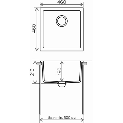 Кухонная мойка Tolero R-128 №001 46 см серый металлик