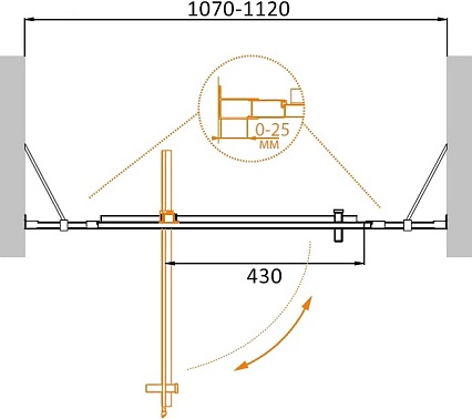 Душевая дверь Cezares MOLVENO-BA-12-70+40-C-Cr-IV 110x195 прозрачная