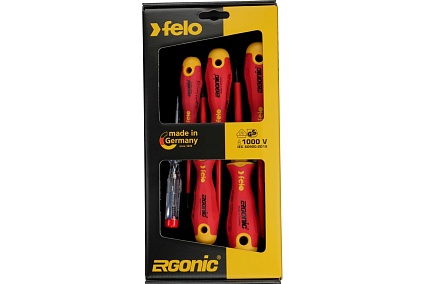 Набор диэлектрических отверток Felo Ergonic с тестером напряжения 6 шт 41396398