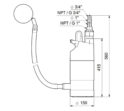 Насос Grundfos SB 3-45 AW с поплавковым выключателем 97686707
