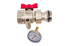 Шаровой кран Rvc 1 (DN25) КРАСНЫЙ с термометром 07435
