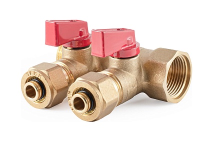 Коллектор с шаровыми кранами PROFACTOR в/н 3/4" х 2 вых 16 цанга PF MVP 266.2