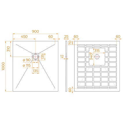 Поддон для душа RGW Stone Tray-G 100x90 камень, графит 14152910-02-11