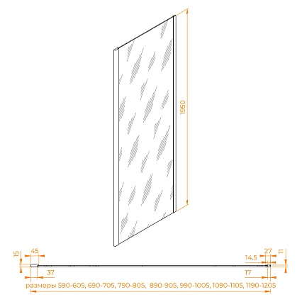 Боковая стенка RGW Z-050-2Gr 80x195 серый 352205208-110