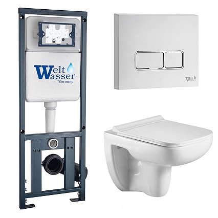 Комплект Weltwasser 10000010730 унитаз Kehlbach 004 GL-WT + инсталляция Marberg 410 + кнопка Mar 410 SE GL-WT
