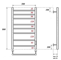 Полотенцесушитель электрический Point Аврора PN10858BR П8 50x80 диммер справа, бронза