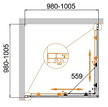 Душевой уголок Cezares MOLVENO-A-2-100-C-Cr-IV 100x100 прозрачный, квадратный