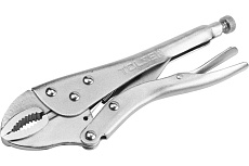 Зажим с фиксатором TOLSEN 180 мм, с закругленными губками 10380