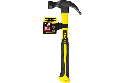 Молоток-гвоздодер с фибергласовой рукояткой Stayer Fiberglass 450 г 2026-450_z01