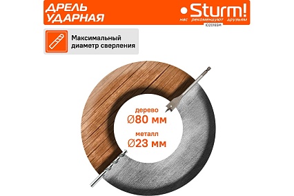 Низкооборотистая дрель Sturm ID20165M