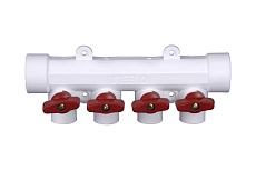 Коллектор с красными ручками TEBO PPR 32x20 4 выхода 030091213