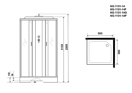 Душевая кабина Niagara Classic NG 1101 90x90 стекло матовое