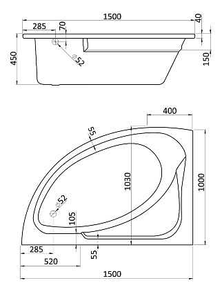 Фронтальная панель Santek Гоа 150x100 L