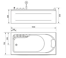 Акриловая ванна Gemy G9006-1.7 B L 172x77 см