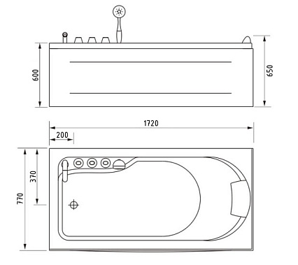 Акриловая ванна Gemy G9006-1.7 B L 172x77 см