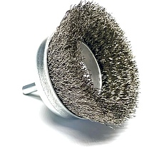 Щетка чашка гофрированная Lessmann Д75, ROF 0.35 мм, хвостовик 6мм 430135