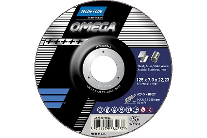 Круг зачистной N-Omega 125x7.0x22.23 мм BF27 A24S NORTON 66253370046