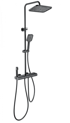 Душевая стойка Wonzon&Woghand Muse Legato WW-B4129-MB термостат, черный матовый