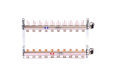 Коллекторная группа Uni-Fitt 1х3/4, 10 выходов, с регулировочными и термостатическими вентилями, нержавеющая сталь 451I4310