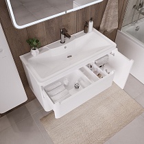Мебель для ванной Grossman Адель 100 см подвесная, белый с зеркалом Eleganc-норма