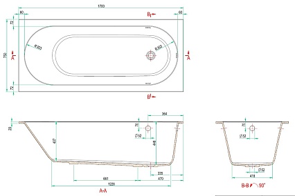 Ванна из искусственного камня Allen Brau Evo Oberon 170x75 белый матовый 2.3EV02.20