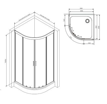 Душевой уголок Am.Pm Gem W90G-401-090BT 90x90 прозрачный, черный матовый