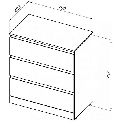 Комод Aquanet Сканди 70 см 3 ящика, дуб эдгрейн 00302549