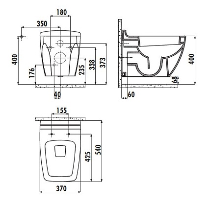 Подвесной унитаз Creavit Bull BL320-11CB00E-0000