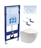 Подвесной унитаз SET Aquatek Европа-015 4в1, кнопка белый