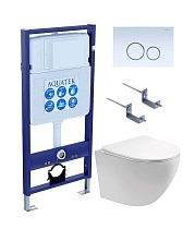Подвесной унитаз SET Aquatek Европа-015 4в1, кнопка белый