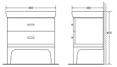 Тумба с раковиной BelBagno Prado 80 см Bianco Lucido, прямые ножки